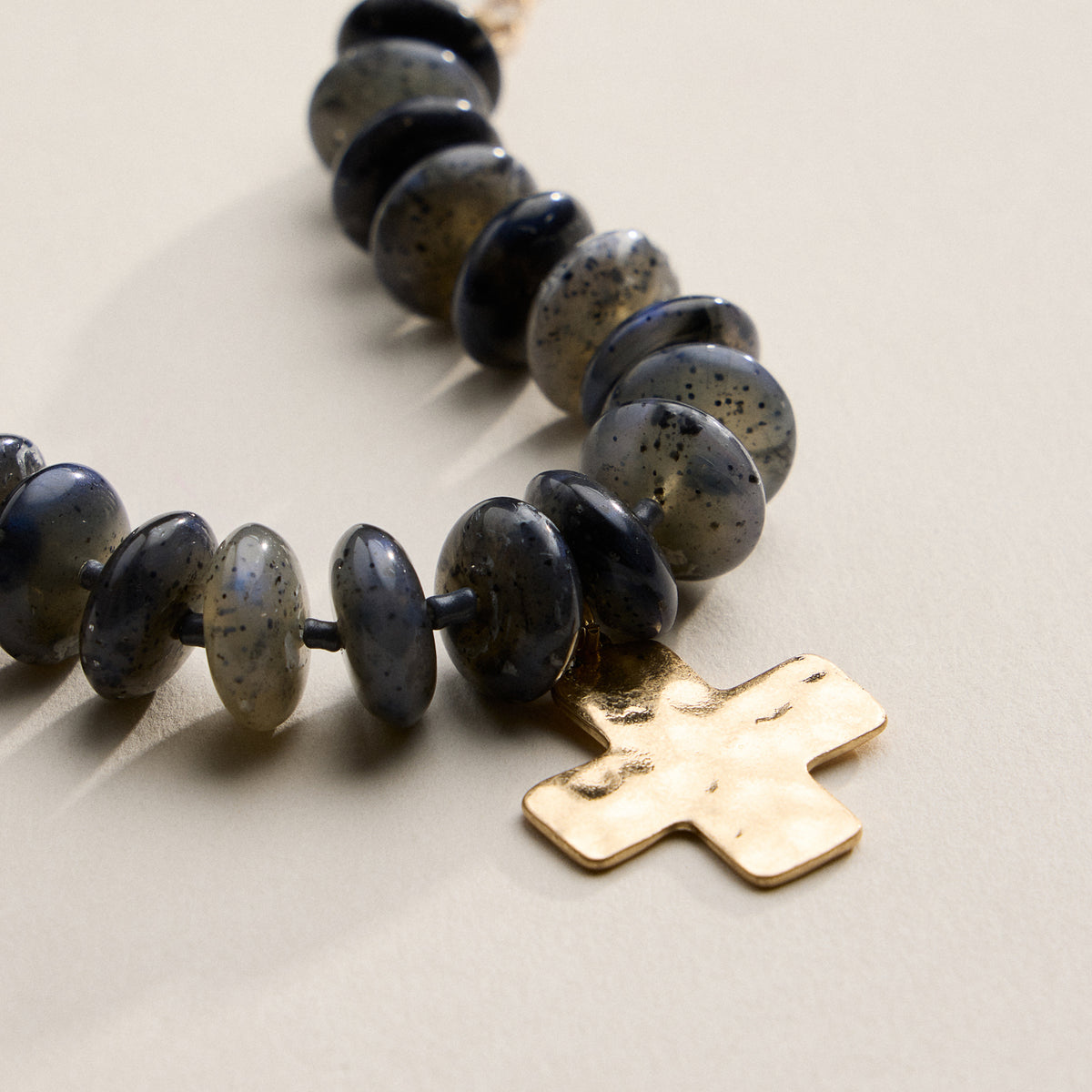 Beaded Cross Charm Bracelet – Colorful Bead Bracelet with Gold Cross Pendant