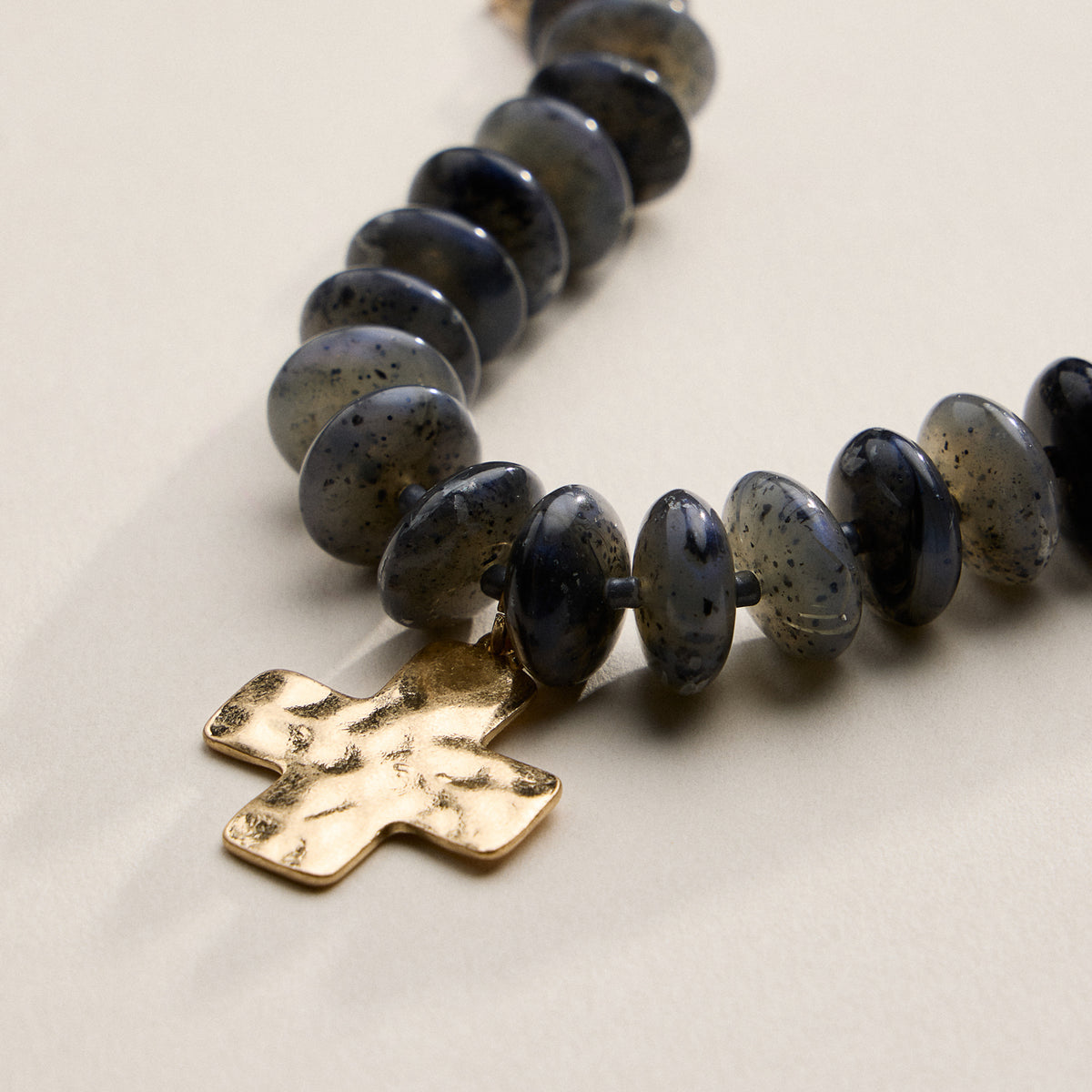 Beaded Cross Charm Bracelet – Colorful Bead Bracelet with Gold Cross Pendant