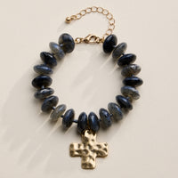 Beaded Cross Charm Bracelet – Colorful Bead Bracelet with Gold Cross Pendant