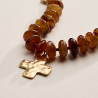 Beaded Cross Charm Bracelet – Colorful Bead Bracelet with Gold Cross Pendant