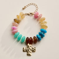 Beaded Cross Charm Bracelet – Colorful Bead Bracelet with Gold Cross Pendant