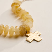 Beaded Cross Charm Bracelet – Colorful Bead Bracelet with Gold Cross Pendant