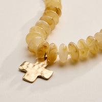 Beaded Cross Charm Bracelet – Colorful Bead Bracelet with Gold Cross Pendant