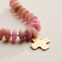 Beaded Cross Charm Bracelet – Colorful Bead Bracelet with Gold Cross Pendant