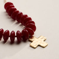 Beaded Cross Charm Bracelet – Colorful Bead Bracelet with Gold Cross Pendant