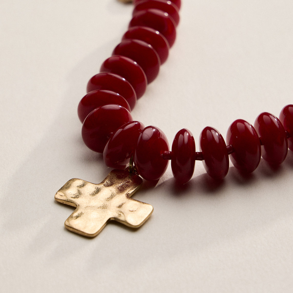 Beaded Cross Charm Bracelet – Colorful Bead Bracelet with Gold Cross Pendant