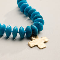 Beaded Cross Charm Bracelet – Colorful Bead Bracelet with Gold Cross Pendant