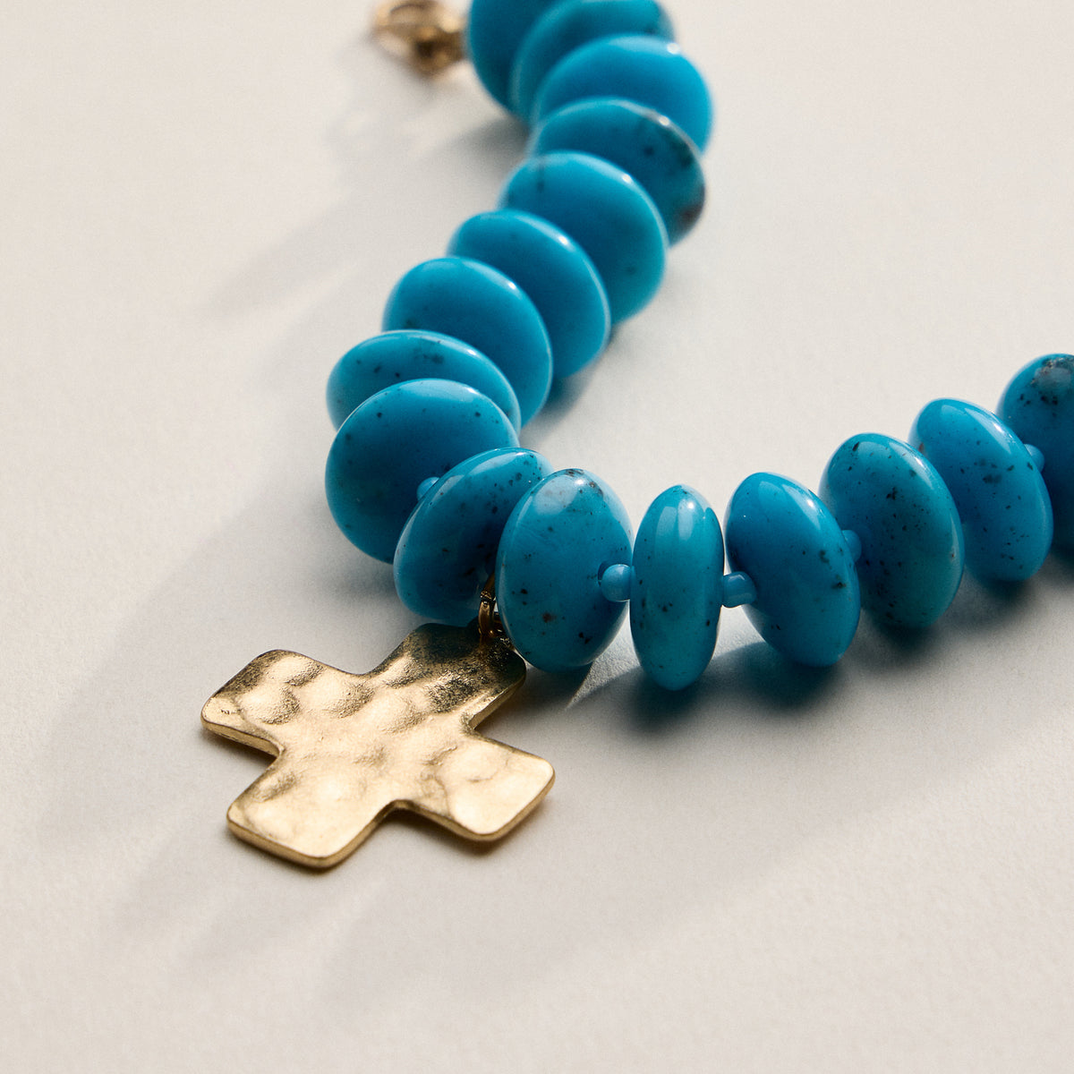 Beaded Cross Charm Bracelet – Colorful Bead Bracelet with Gold Cross Pendant