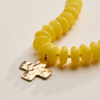 Beaded Cross Charm Bracelet – Colorful Bead Bracelet with Gold Cross Pendant