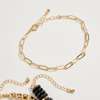 Gold Heart Charm Beaded Bracelet Set – Layered Chain & Colorful Disc Beads, Adjustable Stackable Wrist Jewelry for Women