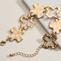 Hammered Cross Link Chain Bracelet – Gold, Silver & Two-Tone Faith Jewelry