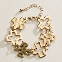 Hammered Cross Link Chain Bracelet – Gold, Silver & Two-Tone Faith Jewelry