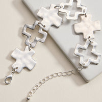 Hammered Cross Link Chain Bracelet – Gold, Silver & Two-Tone Faith Jewelry