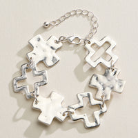 Hammered Cross Link Chain Bracelet – Gold, Silver & Two-Tone Faith Jewelry