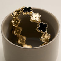 Enamel Floral Link Bracelet with Beaded Detailing