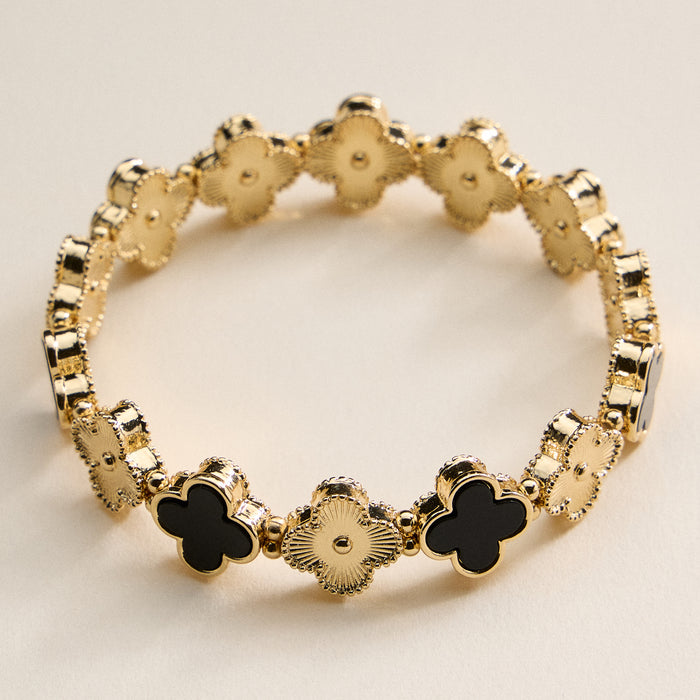Enamel Floral Link Bracelet with Beaded Detailing | Clover Bracelet