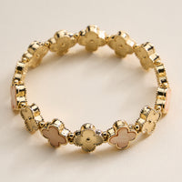 Enamel Floral Link Bracelet with Beaded Detailing
