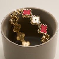 Enamel Floral Link Bracelet with Beaded Detailing