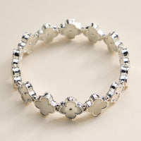 Enamel Floral Link Bracelet with Beaded Detailing