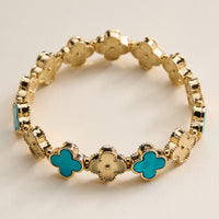 Enamel Floral Link Bracelet with Beaded Detailing