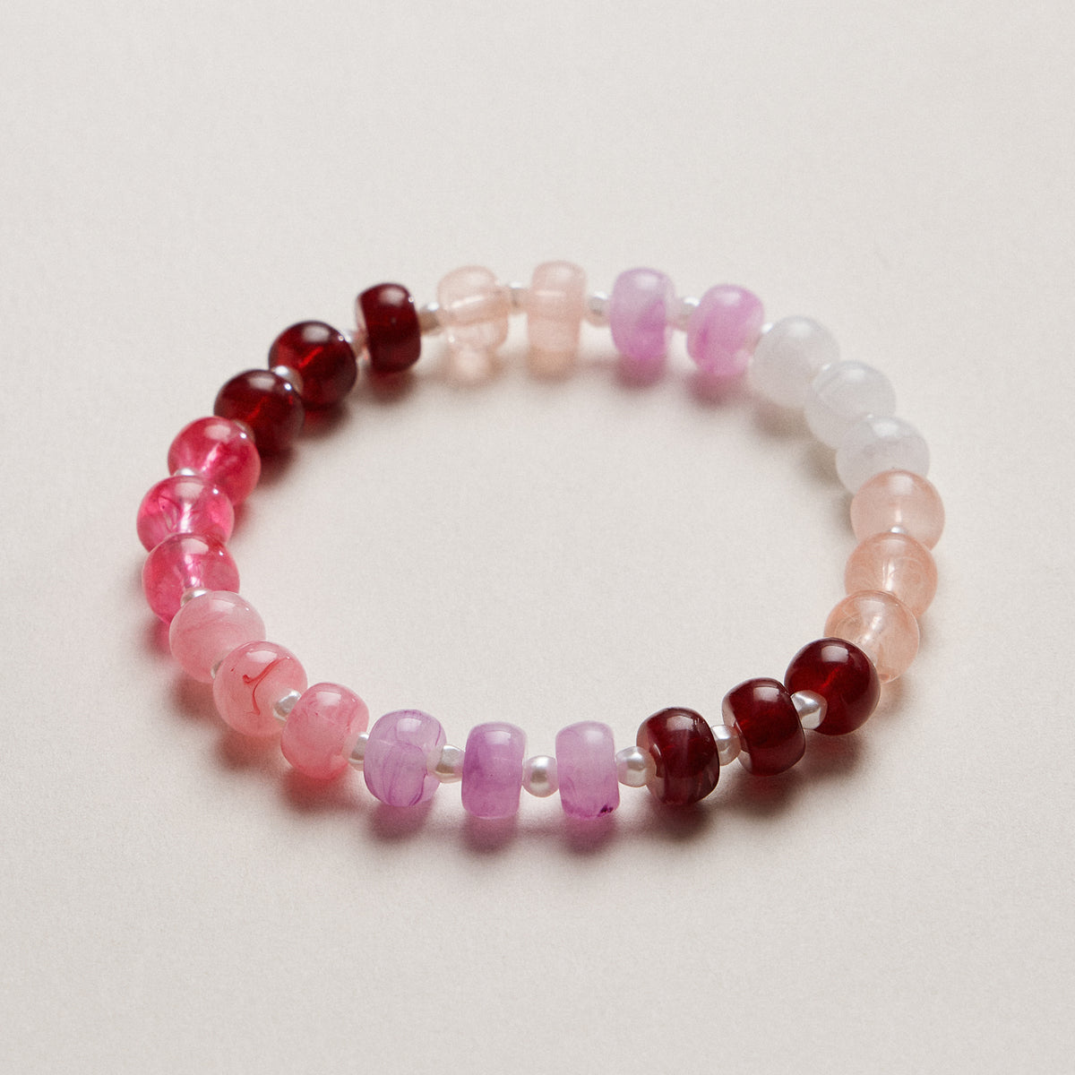 Double Layer Beaded Stretch &amp; Cord Bracelet with Gold Tone Charms