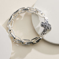 Hammered Cross Charm Chain Bracelet – Gold, Silver & Two-Tone Statement Link Jewelry