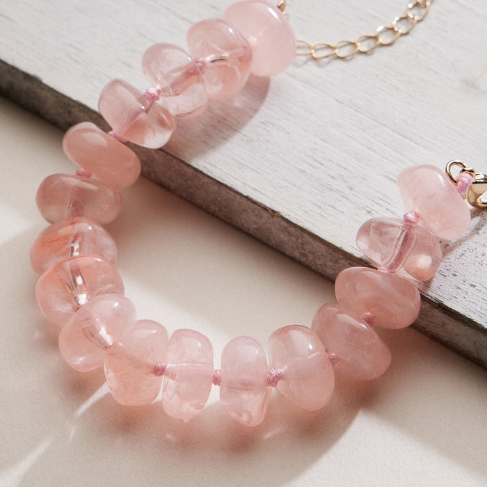 Natural Stone Beaded Bracelet – Smooth Round Beads