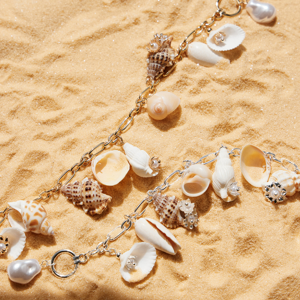 Seashell Charm Bracelet | Pearl & Silver Chain Jewelry