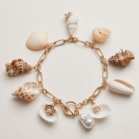 Seashell Charm Bracelet | Pearl & Silver Chain Jewelry