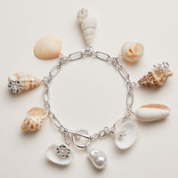 Seashell Charm Bracelet | Pearl & Silver Chain Jewelry