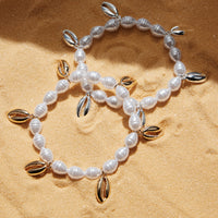 Pearl Cowrie Shell Bracelet — Gold and Silver Accent