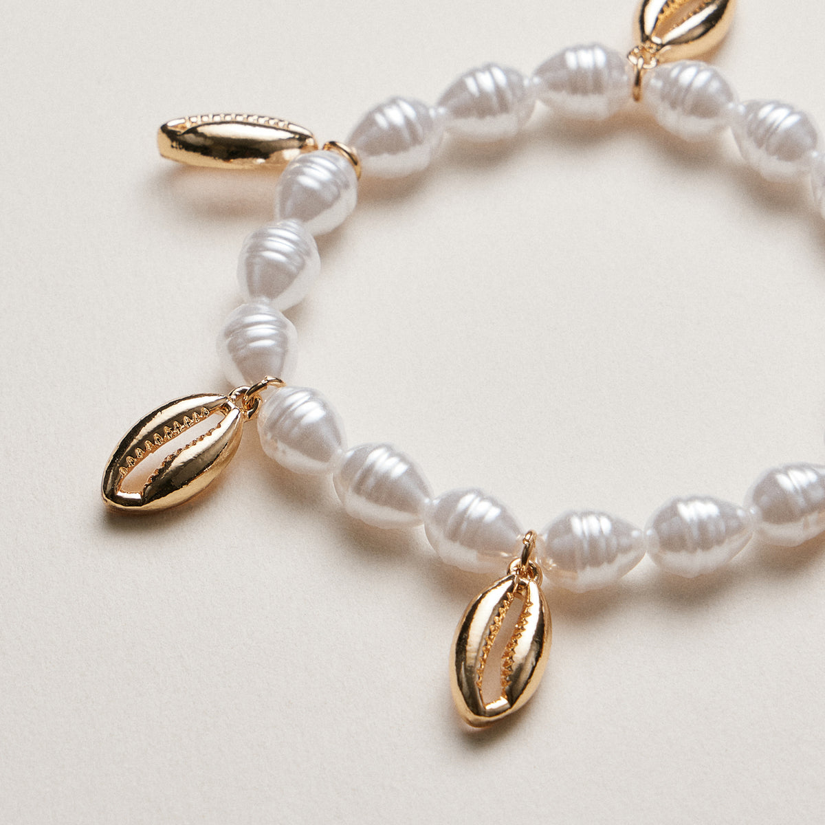 Pearl Cowrie Shell Bracelet — Gold and Silver Accent