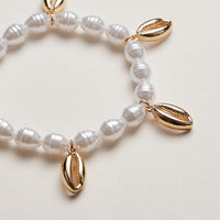 Pearl Cowrie Shell Bracelet — Gold and Silver Accent