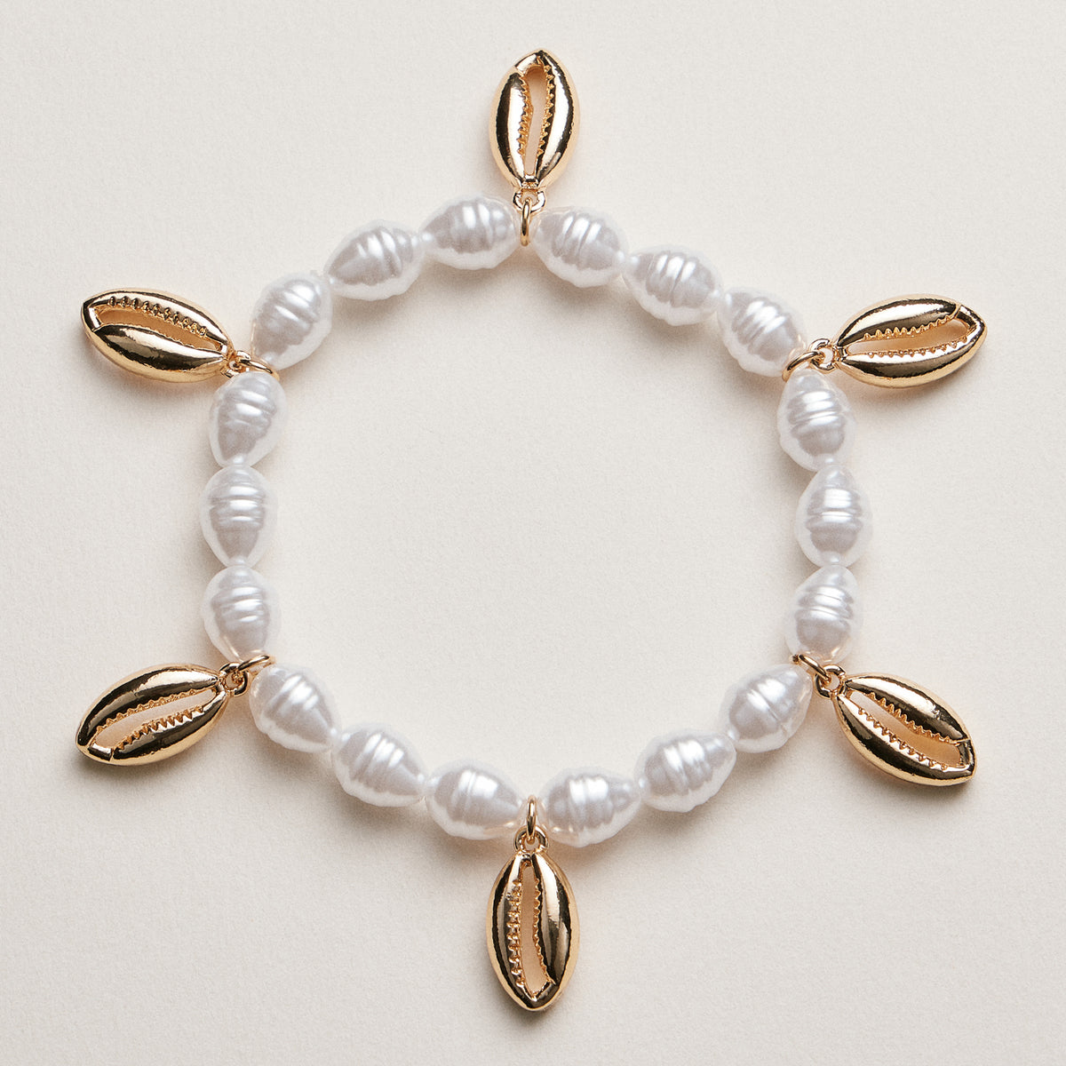 Pearl Cowrie Shell Bracelet — Gold and Silver Accent