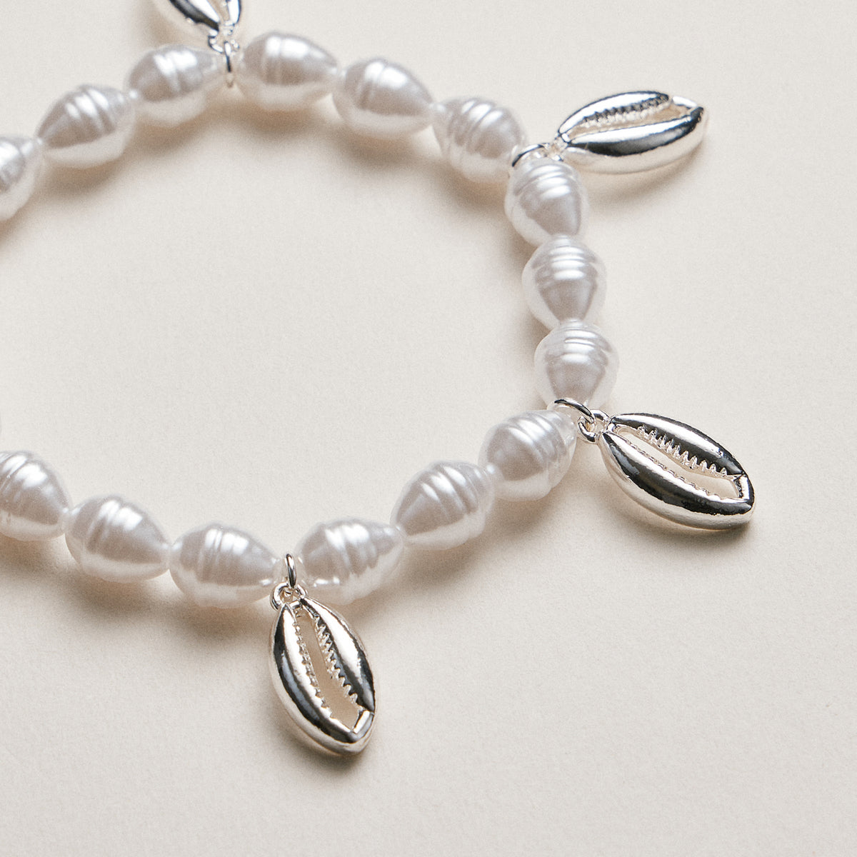 Pearl Cowrie Shell Bracelet — Gold and Silver Accent