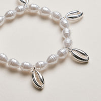 Pearl Cowrie Shell Bracelet — Gold and Silver Accent