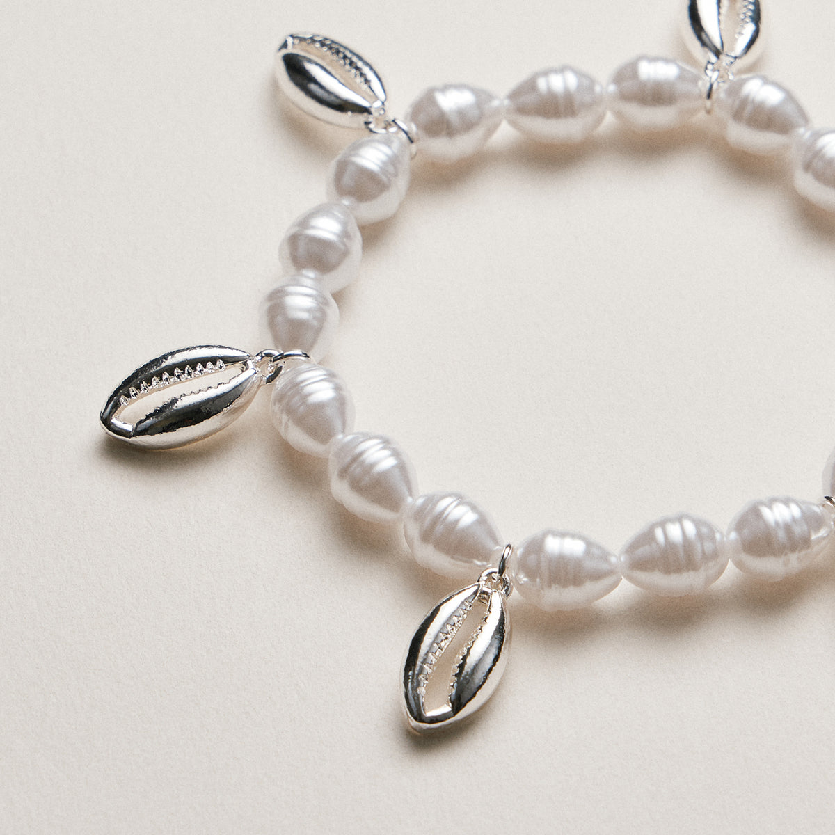 Pearl Cowrie Shell Bracelet — Gold and Silver Accent