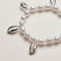 Pearl Cowrie Shell Bracelet — Gold and Silver Accent