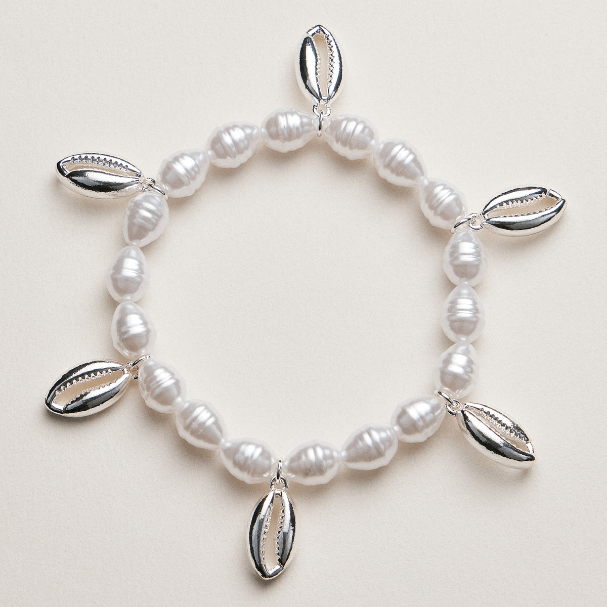 Pearl Cowrie Shell Bracelet — Gold and Silver Accent