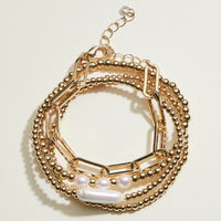 Gold and Pearl Mix Stackable Bracelet Set | Stackable Jewelry