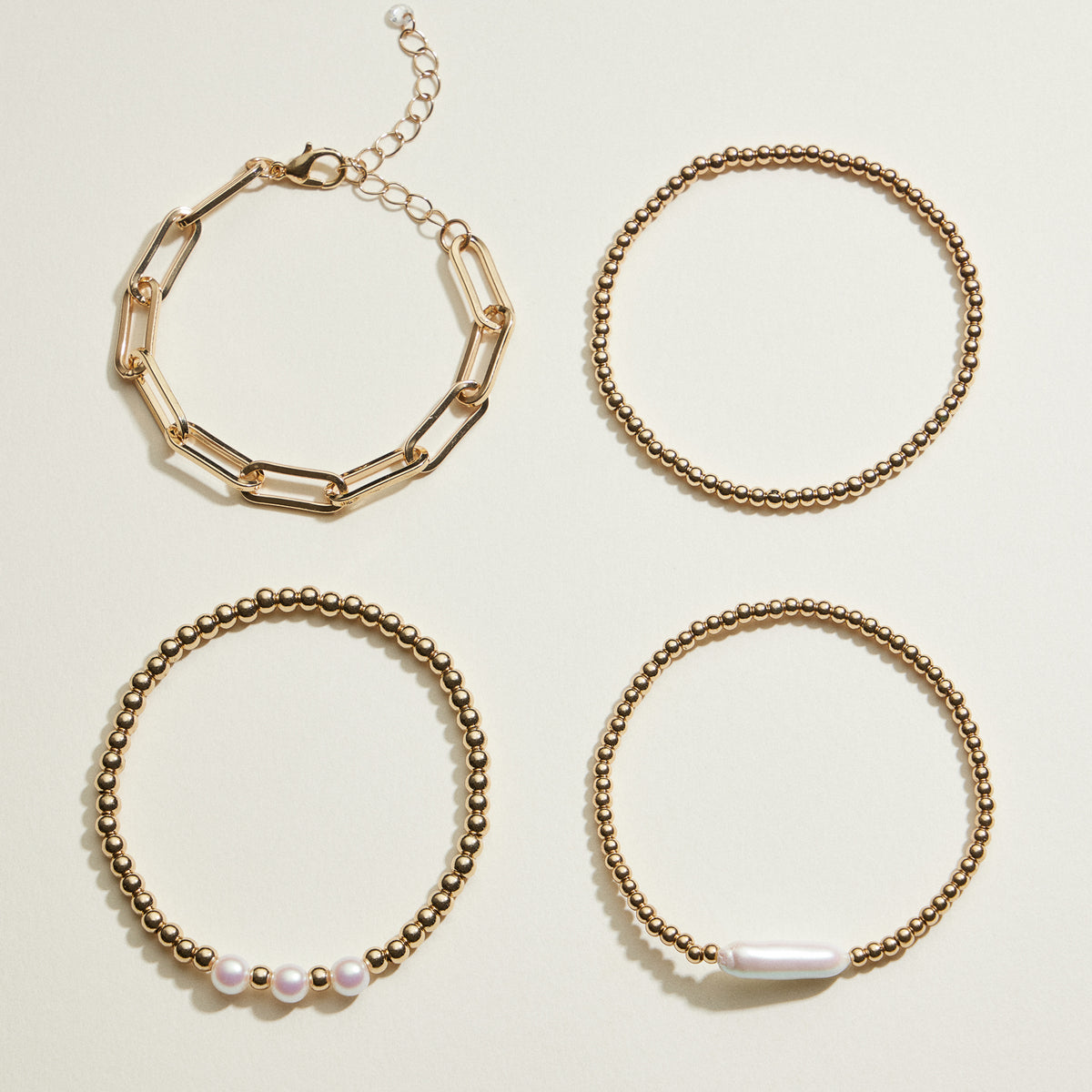 Gold and Pearl Mix Stackable Bracelet Set | Stackable Jewelry