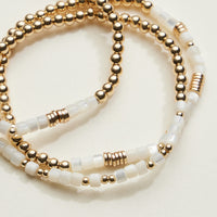 Gold Tone Coastal Glow Beaded Stretch Bracelet | Stackable Jewelry