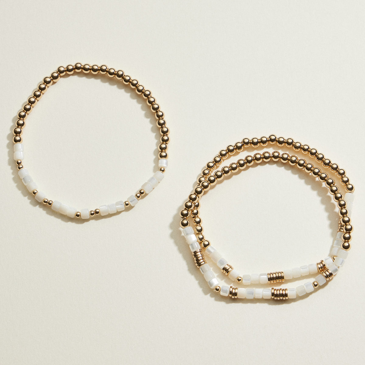 Gold Tone Coastal Glow Beaded Stretch Bracelet | Stackable Jewelry