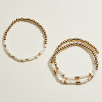 Gold Tone Coastal Glow Beaded Stretch Bracelet | Stackable Jewelry