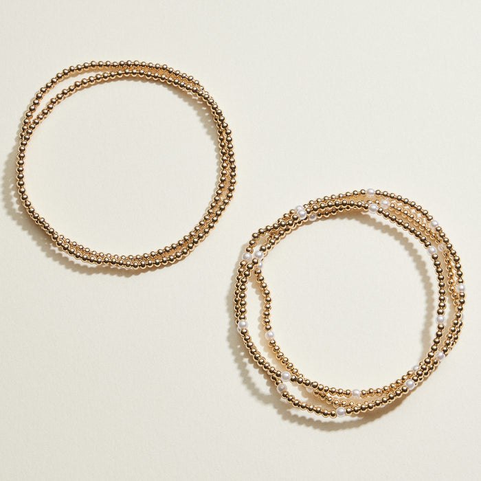 Beaded Stretch Bracelet Set with Pearl Accent | Stackable Jewelry