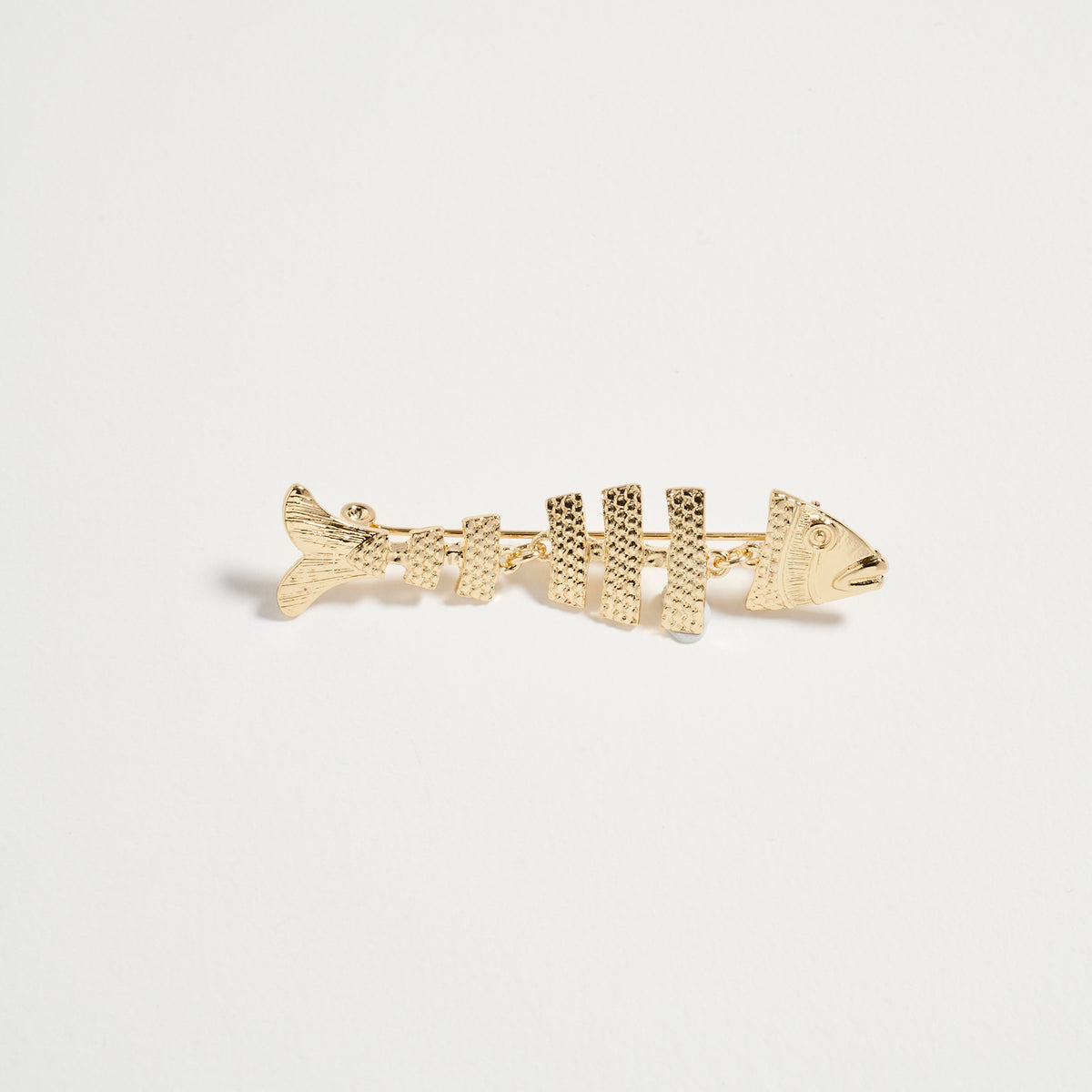 Gold Fish Bone Brooch Pin – Textured Statement Lapel Pin for Women & Men
