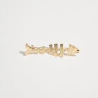 Gold Fish Bone Brooch Pin – Textured Statement Lapel Pin for Women & Men