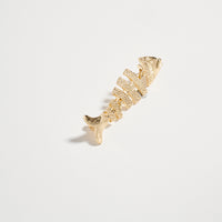 Gold Fish Bone Brooch Pin – Textured Statement Lapel Pin for Women & Men