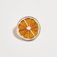 Gold Tone Orange Slice Brooch with Enamel Detail – Citrus Fruit Statement Pin