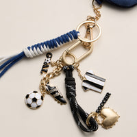 Soccer Charm Keychain with Black & White Enamel Charms – Sports Bag Accessory